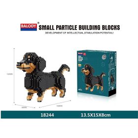 Cartoon Simulation Pet Dog Building Blocks Mini Dachshund Poodle Doberman Model Children's Toy Gift Dog Pet Building Blocks - 18244 - With box