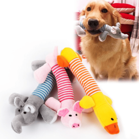 Four legged elephant pet plush toy striped pink pig duck vocal dog toy - pack of 3