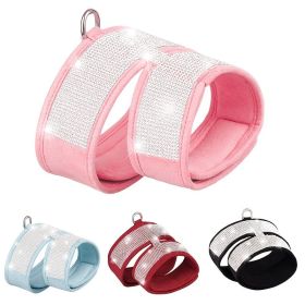 Pet Harness For Dog & Cat; Rhinestone Soft Cat Harness; Soft Dog Vest Harness For Outdoor Walking - Red - S