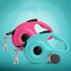 Pet Leash For Dog & Cat; Retractable Dog Leash For Outdoor Walking Travel With Dog Poop Bag - Lake Blue - one-size
