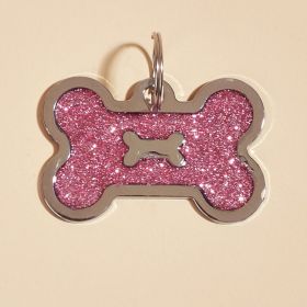 Metal Pet ID Tags With Pink Bone Shape For Dogs & Cats - Shiny blue - 1 peice