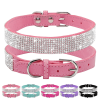 Dog Collar Crystal Glitter Rhinestone Pet Collars Zinc Alloy Buckle Collar For Small Medium Dogs Cats Chihuahua Pug Dog Collar - Brown - S