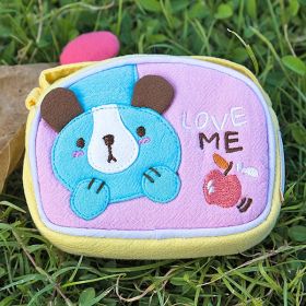 [Puppy & Apple] Embroidered Applique Fabric Art Wrist Wallet / Coin Purse (4.1*3) - KT-K-144-DOG