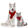 Pet knit Christmas scarf Creative teddy scarf cat dog pet supplies pet clothing dog scarf; cat scarf - red - L
