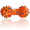 1pcs Pet Dog Cat Puppy Sound Polka Dot Squeaky Toy Rubber Dumbbell Chewing Funny Toy - Orange - M