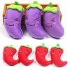 Cute Plush Animal Shape Squeak Sound Pet Cat Dog Toys Funny Durable Chew Molar Toys Fit For All Pets Eggplant Chili Fleece Toy - as the picture
