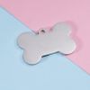 Metal Pet ID Tags With Pink Bone Shape For Dogs & Cats - Shiny silver - 1 peice
