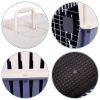 Portable Pet Box Cat & Dog Carrier Cage with Chrome Door  - Dark Blue - Pet Supplies