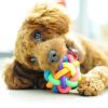Pet Dog Puppy Cat Colorful Rubber Training Chew Ball Small Bell Squeaky Sound Play Toy Dog Bite Resistant Ball Dog Accessories - as the picture