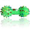 1pcs Pet Dog Cat Puppy Sound Polka Dot Squeaky Toy Rubber Dumbbell Chewing Funny Toy - Green - M