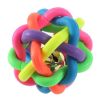 Pet Dog Puppy Cat Colorful Rubber Training Chew Ball Small Bell Squeaky Sound Play Toy Dog Bite Resistant Ball Dog Accessories - as the picture
