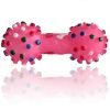 1pcs Pet Dog Cat Puppy Sound Polka Dot Squeaky Toy Rubber Dumbbell Chewing Funny Toy - Pink - M