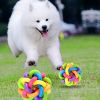 Pet Dog Puppy Cat Colorful Rubber Training Chew Ball Small Bell Squeaky Sound Play Toy Dog Bite Resistant Ball Dog Accessories - as the picture