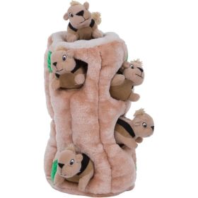 Squirrel Dog Toy  Interactive 2in1 Plush Puzzle With 6 Squeaky Removable Squirrels (Option: BROWN)